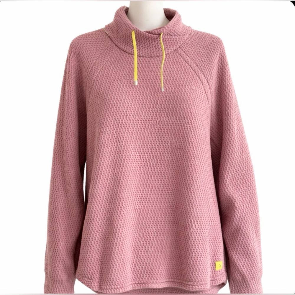 LL Bean Waffle Fleece Pullover Womens Pink Funnel Neck Cozy Outdoor 2X